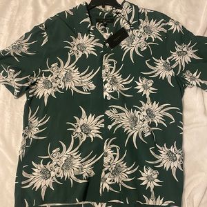 rag & bone Green Floral Short-Sleeve Shirt